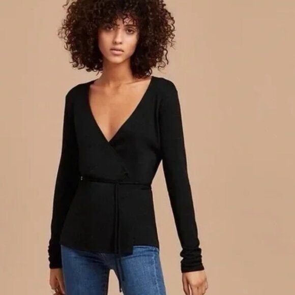 Aritzia Wilfred Free Katsia Longsleeve Wrap Sweater - Picture 1 of 9
